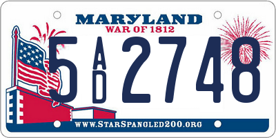 MD license plate 5AD2748