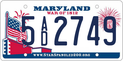 MD license plate 5AD2749