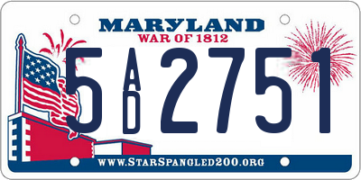 MD license plate 5AD2751