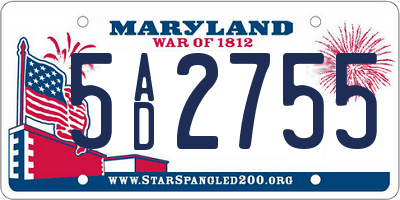 MD license plate 5AD2755