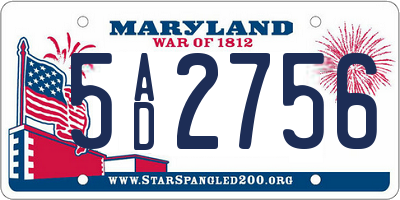 MD license plate 5AD2756