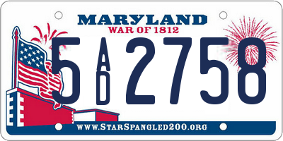 MD license plate 5AD2758