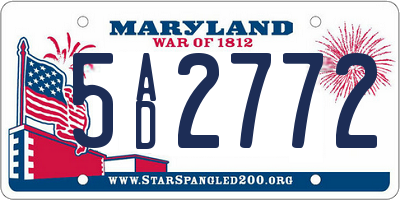 MD license plate 5AD2772