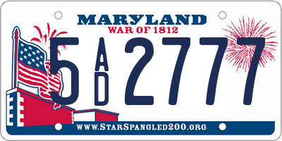 MD license plate 5AD2777