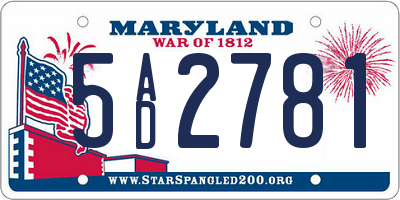 MD license plate 5AD2781