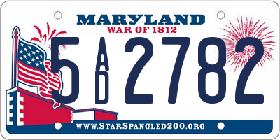 MD license plate 5AD2782