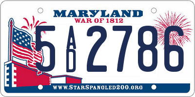 MD license plate 5AD2786