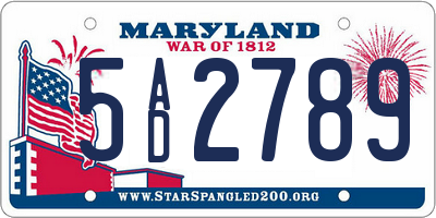 MD license plate 5AD2789