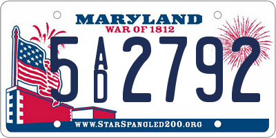 MD license plate 5AD2792