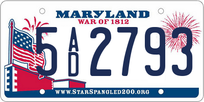 MD license plate 5AD2793