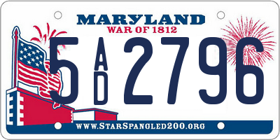 MD license plate 5AD2796