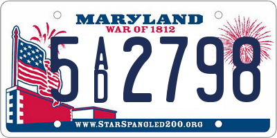 MD license plate 5AD2798
