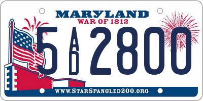MD license plate 5AD2800