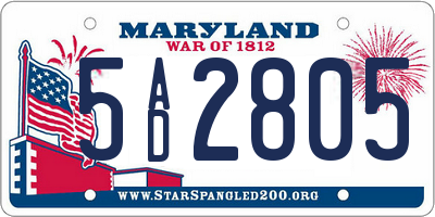 MD license plate 5AD2805