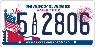 MD license plate 5AD2806