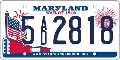 MD license plate 5AD2818