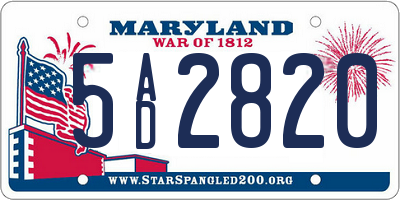 MD license plate 5AD2820