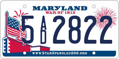 MD license plate 5AD2822