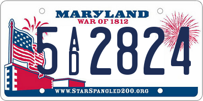 MD license plate 5AD2824