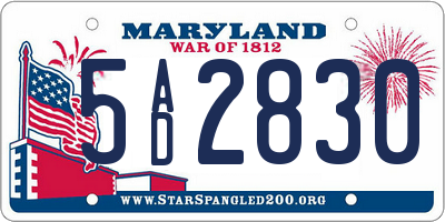 MD license plate 5AD2830
