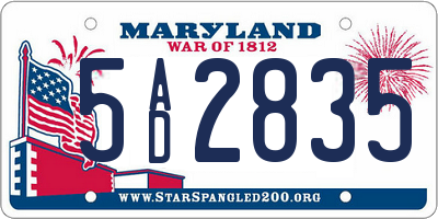 MD license plate 5AD2835