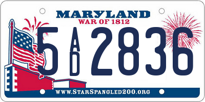 MD license plate 5AD2836