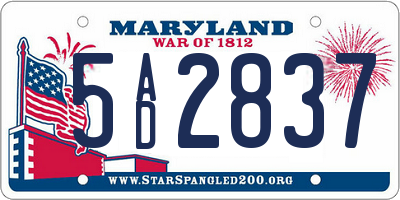 MD license plate 5AD2837