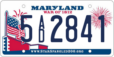 MD license plate 5AD2841