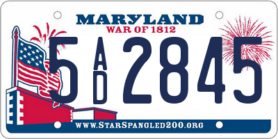 MD license plate 5AD2845