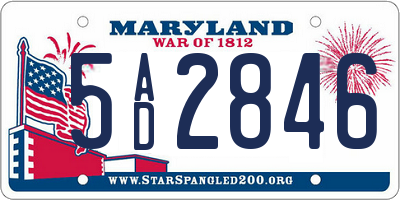 MD license plate 5AD2846