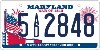 MD license plate 5AD2848