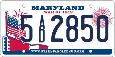 MD license plate 5AD2850