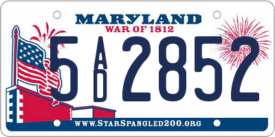 MD license plate 5AD2852