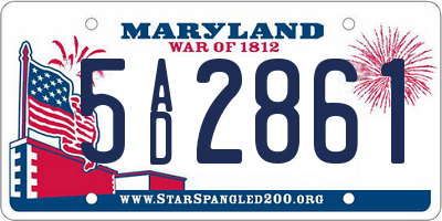 MD license plate 5AD2861