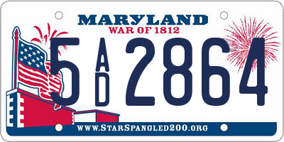 MD license plate 5AD2864