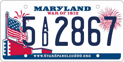 MD license plate 5AD2867