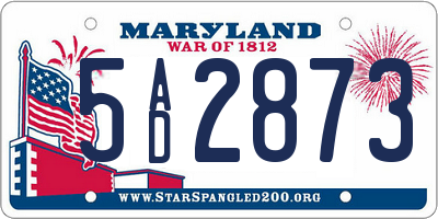 MD license plate 5AD2873