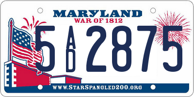MD license plate 5AD2875