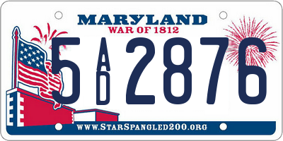 MD license plate 5AD2876