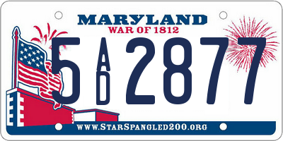MD license plate 5AD2877