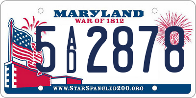 MD license plate 5AD2878