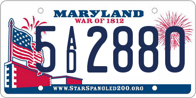 MD license plate 5AD2880
