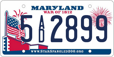 MD license plate 5AD2899