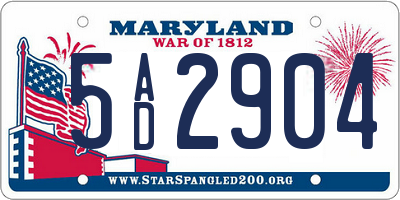 MD license plate 5AD2904