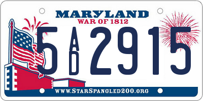 MD license plate 5AD2915