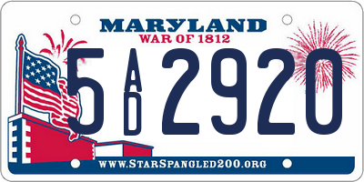 MD license plate 5AD2920