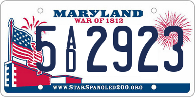 MD license plate 5AD2923