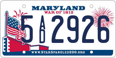 MD license plate 5AD2926