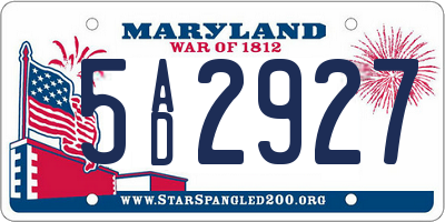 MD license plate 5AD2927