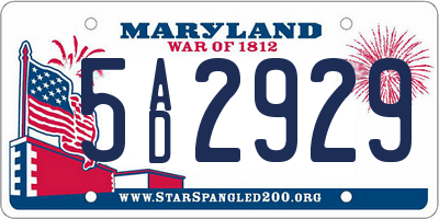 MD license plate 5AD2929